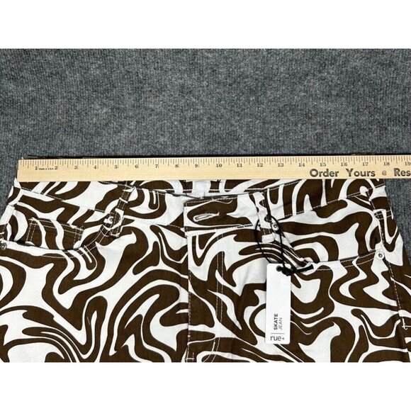 Rue21 Jeans Womens Plus 1X Brown White Denim Skate Straight Leg Wavy Stretch New - Picture 10 of 12